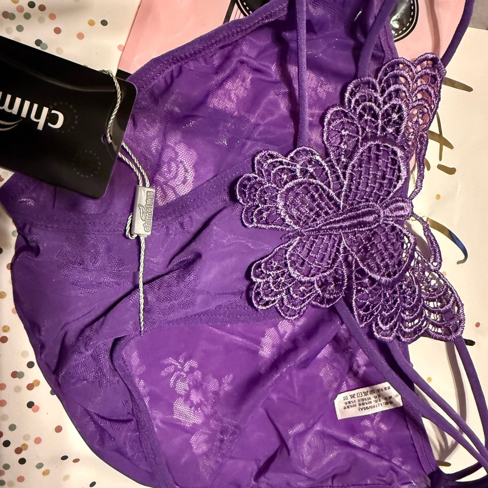 Purple Lace Applique Camisole Top